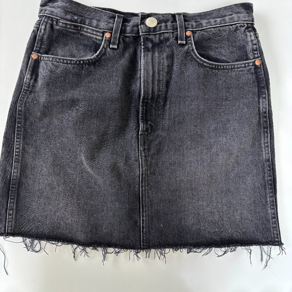 rag & bone black denim mini skirt